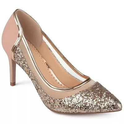 Journee Collection Mujer Kalani Clásico Zapatos de salón Talla EE. UU. 7M Oro Rosa Brillo Foto 1 de 4