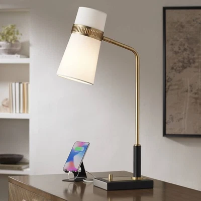 Cartwright Modern Desk Lamp 32" Tall Brass Black USB Port Adjustable for Bedroom - Image 1 of 4