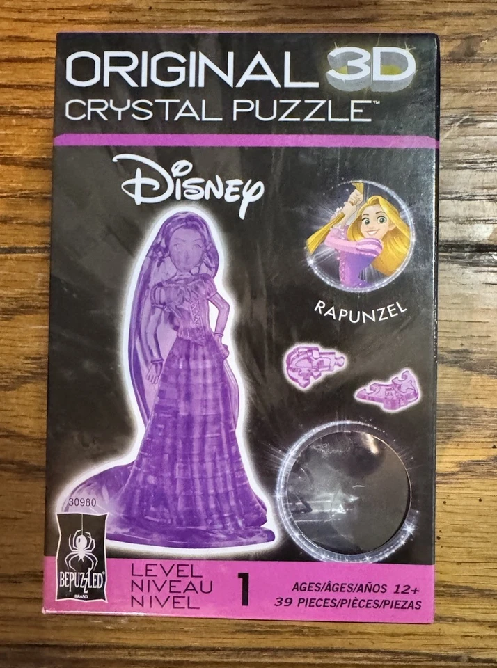 Quebra-cabeça de cristal 3D original Disney Rapunzel - Nível 1 - Idades 12+ 39 peças - Imagem 1 de 1