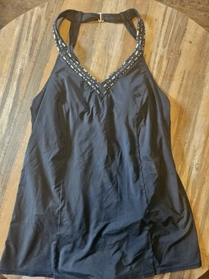 Traje de baño para mujer Dana Buchman de una pieza talla 16 Plus negro halter.  #25 Foto 1 de 4