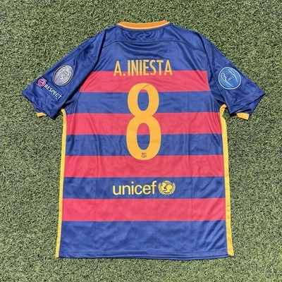 Barcelona 2015/16 UCL Home Andres Iniesta #8 masculino G - Imagem 1 de 2