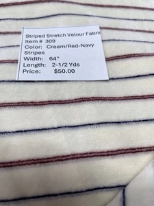 Item #309.   Striped Sretch Velour Fabric - Picture 1 of 1