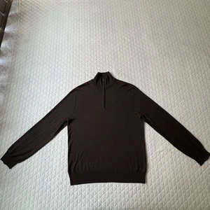 Suéter Banana Republic Para Hombre L Marrón Seda Mezcla Cachemira Cuello Simulado Lujoso - Imagen 1 de 16