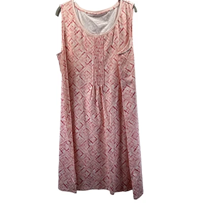 Lands End Women's Dress Size 2X Plus Pink White Sleeveless Pintucked Pullover - Image 1 of 4