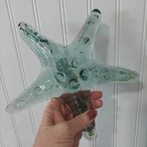 Pier 1 Imports GLASS STARFISH Large Blue Green Recycled Glass BEACH DECOR 8"×2" - Picture 1 of 8