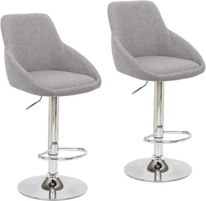 HTI Living Barhocker Renesse 2er Set höhenverstellbar 360° drehbar Grau - Bild 1 von 3
