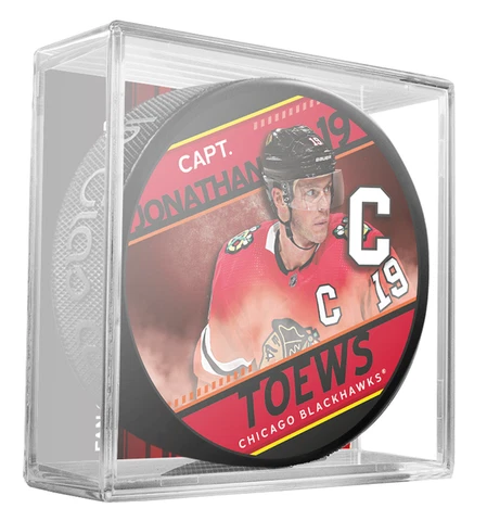 NHL Captain Series Jonathan Toews Chicago Blackhawks Souvenir Hockey Puck w/Cube Cover