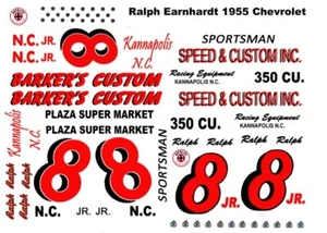 #8 Ralph Earnhardt Barker's Custom 1955 Chevrolet escala 1/18 calcomanías Nascar - Imagen 1 de 2