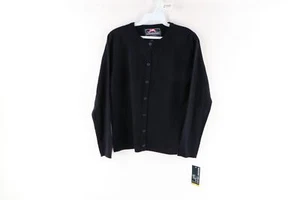 NOS Vintage Youth Size 16 School Uniform Button Knit Cardigan Sweater Navy Blue - Picture 1 of 8