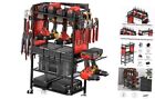  Power Tool Organizer Cart with Charging Station, Garage Floor Rolling Red
