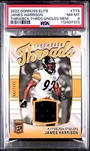 ๐ฅ 2022 Donruss Elite Throwback Threads James Harrison /299 PSA 8 Game-Worn ๐ค๐ - Picture 1 of 2
