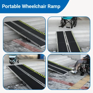 7/8/10 FT PORTABLE HANDICAP RAMP FOR WHEELCHAIR STEPS HOEM ENTRANCE 4 FOLDS - Picture 1 of 23