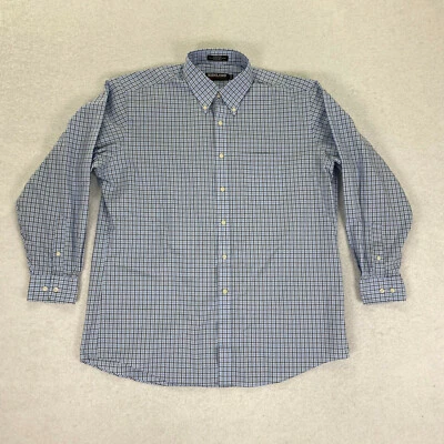 Kirkland Mens Sz Large Non-Iron Light Blue Windowpane Plaid L/S Button Up Shirt - Image 1 of 4
