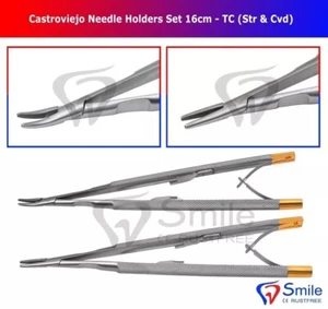 Mikrochirurgie Castroviejo Nadelhalter Nahtzange Nähen Chirurgisch 16 cm TC - Bild 1 von 5