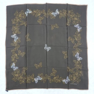 Bufanda bufanda mariposa marrón seda HANAE MORI 30,5" X 31" O521 Foto 1 de 4