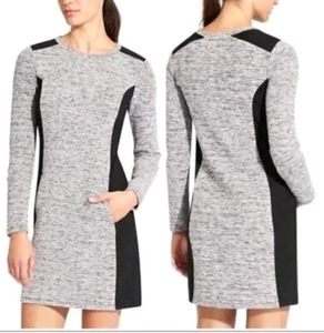 Athleta Cooldown Dress Gray Black Sweatshirt Dress Size M Long Sleeves Pockets - Picture 1 of 5