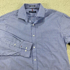 Tommy Hilfiger Regular Fit Stretch Herren Große 16-16,5 32/33 Blau Kariert LS Hemd - Bild 1 von 13
