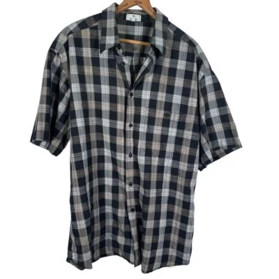 Zanella Black & Gray Plaid Short Sleeve Button Down Casual Shirt XL - Image 1 of 4