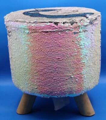 Unicorn Sequin Stool with Wooden Feet *Pre-Owned* - Image 1 of 4