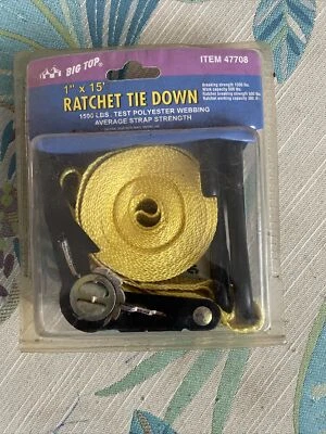 NUEVA CORREA DE AMARRE DE TRINQUETE AJUSTABLE BIG TOP 1" X 15' - 1500 LBS. FUERZA NOS Foto 1 de 2