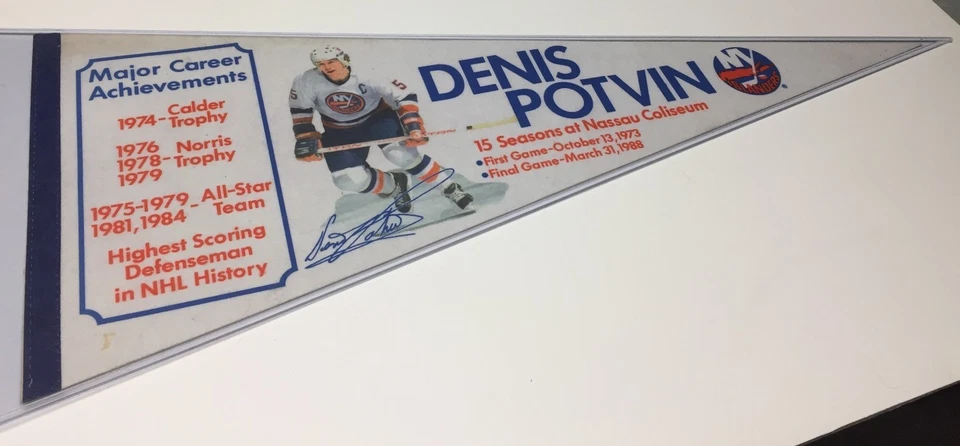 Amazing Vintage Rare 1970's New York Islanders Dennis Potvin Hockey Pennant!!! - Image 1 of 1