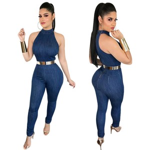 blue jean pants romper