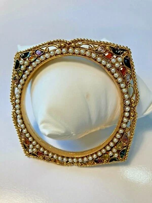 Pulseira artesanal quadrada cristal pérola esmalte NOVO - Imagem 1 de 3