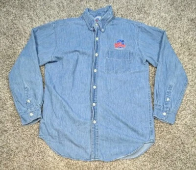 Винтажная мужская джинсовая ткань Planet Hollywood Orlando средний размер синие джинсы на пуговицах США - Изображение 1 из 4