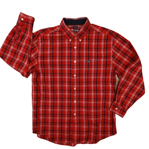 Chaps Ralph Lauren Vintage Easy Care Red Navy Plaid Button Up size Large - Picture 1 of 6