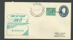 1960 Memphis TN nach Chicago AMF O'Hare Rte AM8 1st Flt Jet mit 4.5c Liberty #1037- - Bild 1 von 1