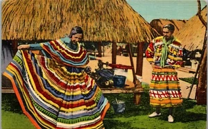 Novia india Seminole en colorido vestido nativo americano postal vintage SB1 - Imagen 1 de 2
