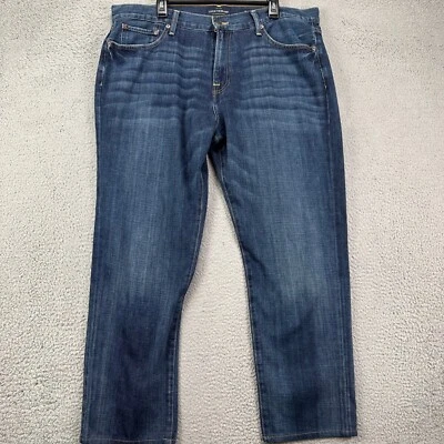 Lucky Brand 221 Mens Straight Leg Jeans 38X32 Blue Distressed Candiani Denim - Image 1 of 4