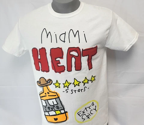 Mens After School Special Miami Heat Cartoon Basketball NBA White Tee T Shirt Cover