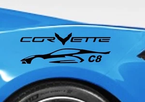 NUEVO diseño Corvette texto coche calcomanía vinilo rayas carreras (se adapta a Chevy Corvette C8) - Imagen 1 de 24