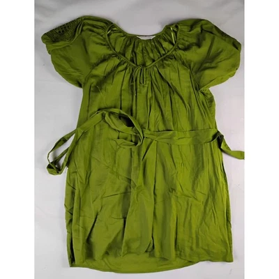 LC Lauren Conrad Green Belted Tunic Top Crochet Sleeve Detail Womens — 第 1/3 张图片