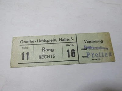 alte DDR Kino Eintrittskarte Goethe-Lichtspiele - Halle/S. - Bild 1 von 2