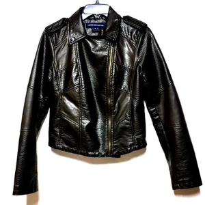French Connection Faux Leather Moto Jacket in Dark Olive Green XS NWOT - Picture 1 of 8