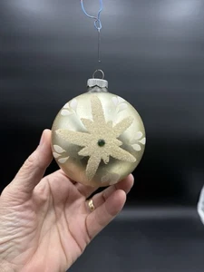 Vintage großer West Germany mundgeblasener Glas Weihnachtsschmuck handbemalt silber - Bild 1 von 7