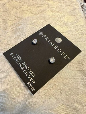 Nuevos aretes de plata esterlina con circonitas cúbicas prímula unisex elegantes Foto 1 de 4