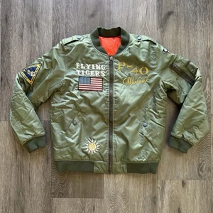 Avirex MA-1 Flight Jacket Green Youth Size XL Flying Tiger Embroidery - Picture 1 of 15