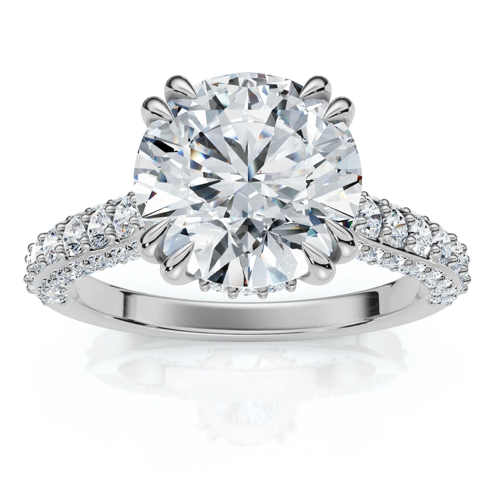 Anillo de compromiso de diamantes certificado de 2 3/4 quilates de oro de 14 k cultivado en laboratorio Foto 1 de 4