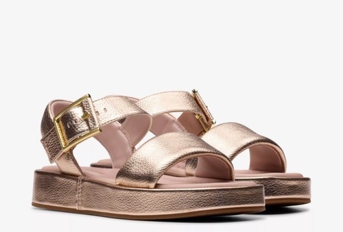 Clarks donna cinturino Alda donna rame pelle metallizzata taglia UK 3 5 D EU 36