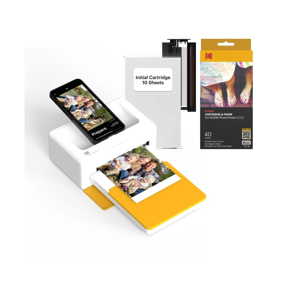 Kodak Dock Plus Instant Photo Printer Bundle with 80 Sheets - White