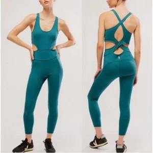FP Movement Free People Dark Green Back It Up Jumpsuit - Picture 1 of 6