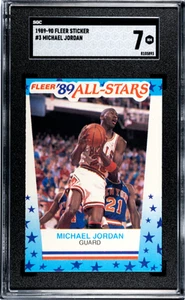 1989-90 Fleer Sticker #3 Michael Jordan SGC 7 - Picture 1 of 2
