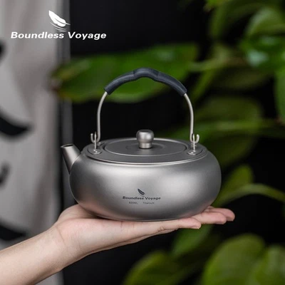 Tetera ligera de titanio de 600 ml para acampar al aire libre con filtro incorporado Foto 1 de 4