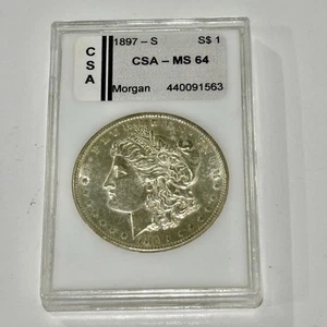 Moneda de dólar Morgan de plata 1897-S MS64 $1 elección de San Francisco sin circular - Imagen 1 de 4