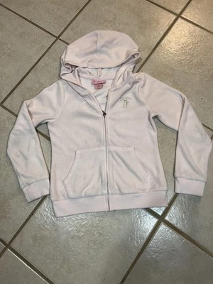Girls pink Juicy Couture velour jacket "J" zipper pull, rhinestone bears size 6 - Image 1 of 4
