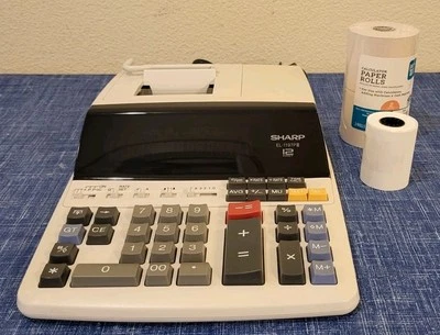 VTG • Sharp EL-1197PIII • 12 Digit Printing Calculator w/ 2+ Rolls Of Paper - Image 1 of 4