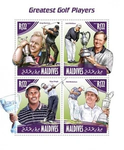 Maldivas - Los mejores golfistas 2014 - Hoja de 4 estampillas - 13E-181 - Imagen 1 de 1
